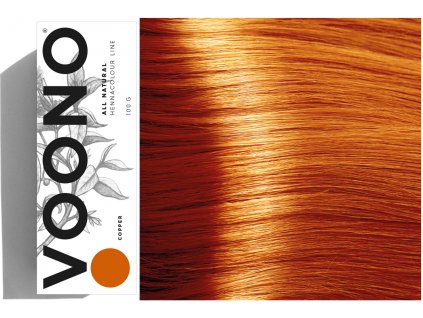 Voono Henna Copper - rostlinná barva na vlasy pro výrazný ohnivý odstín se zrzavými odlesky