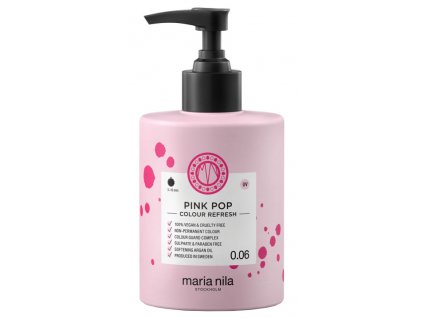 Maria Nila Colour Refresh Pink Pop 0.06 – výživná maska na vlasy s barevnými pigmenty odstín růžová 300ml