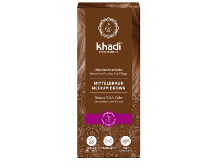 Khadi – rostlinná barva na vlasy střední hnědá 100 g