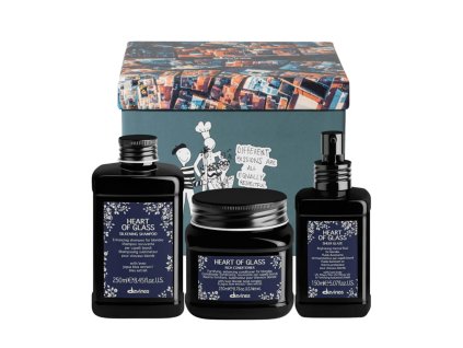 Davines Heart of Glass Box Set - šampon 250 ml + kondicionér 250 ml + bezoplachová péče 150 ml
