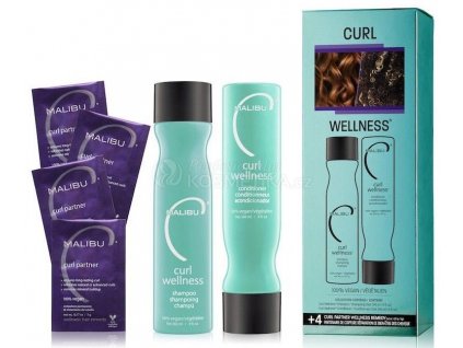 Malibu C Curl Wellness Set - šampon 266 ml + kondicionér 266 ml + Malibu Curl Partner kúra 4x5 g