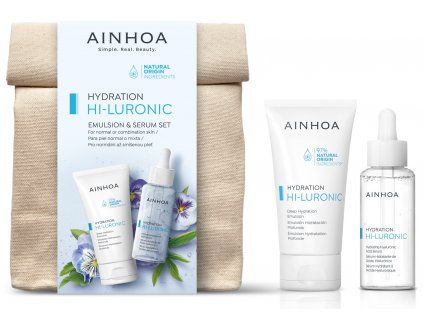 Ainhoa Hi-Luronic Set - hydratační emulze pro normální a smíšenou pleť 50 ml + sérum kyseliny hyaluronové 50 ml