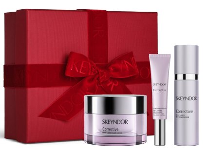 Skeyndor Corrective Christmas Set - krém pro suchou pleť 50 ml + pleťové sérum 30 ml + oční krém 15 ml