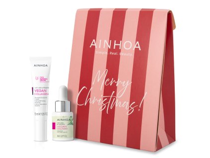 Ainhoa Christmast Mini Set Vegan Collagen+ - zpevňující pleťový krém 15 ml + zpevňující pleťové sérum 8 ml