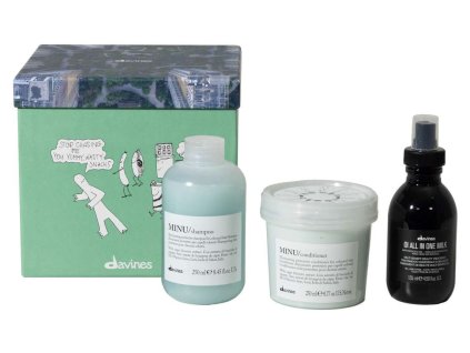 Davines Essential Minu Box Set - šampon 250 ml + kondicionér 250 ml + mléko na vlasy 135 ml