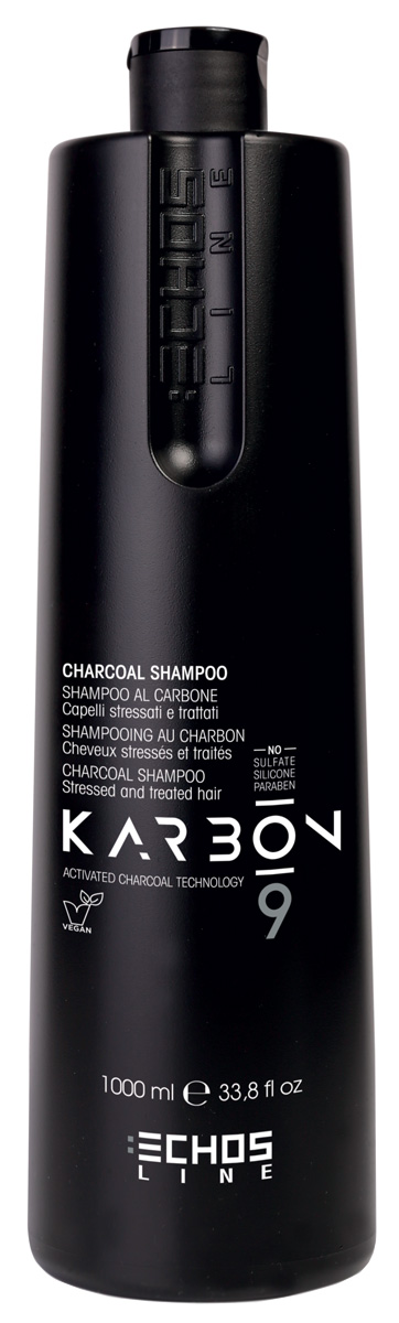 Echosline Karbon 9 - šampon s aktivním uhlím na namáhané vlasy 1000 ml
