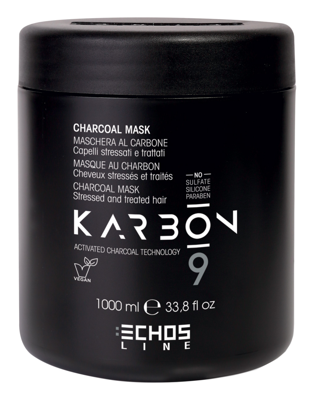 Echosline Karbon 9 - maska na vlasy s aktivním uhlím 1000 ml