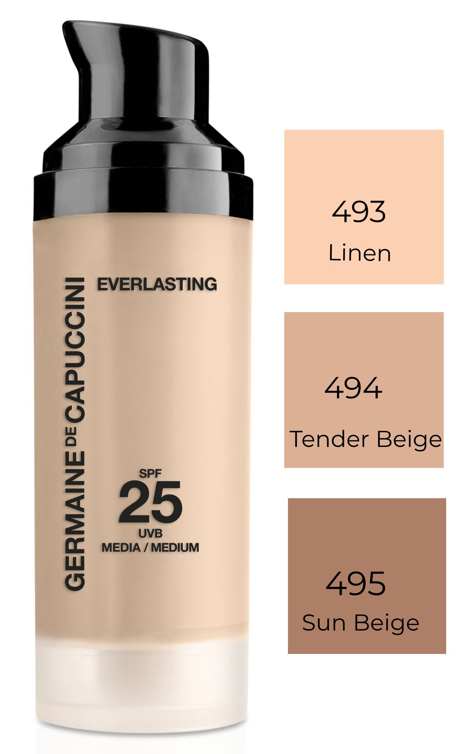 Germaine de Capuccini Everlasting Make-Up SPF25 – dlouhotrvající make-up pro normální a smíšenou pleť 30 ml 494 Tender Beige