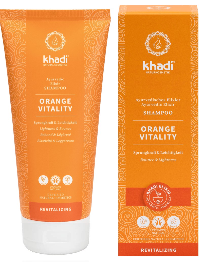 Khadi Elixir Shampoo Orange Vitality - přírodní šampon pro unavené a mastné vlasy 200 ml