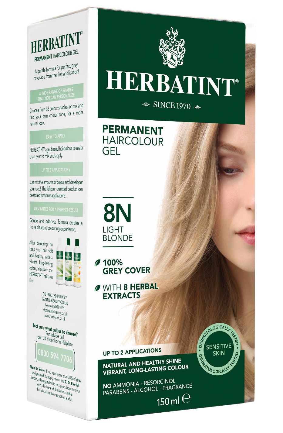 Herbatint - permanentní barva na vlasy světlá blond 8N