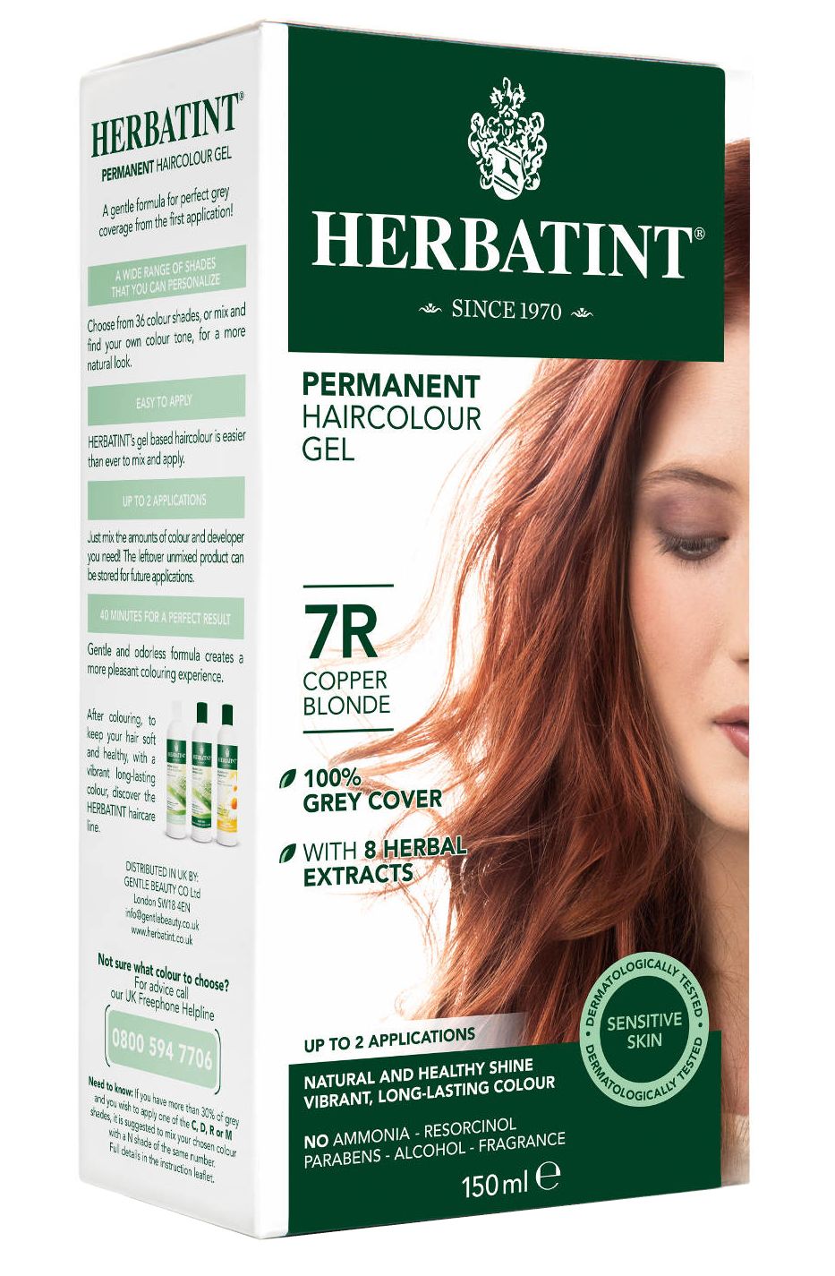Herbatint - permanentní barva na vlasy měděná blond 7R
