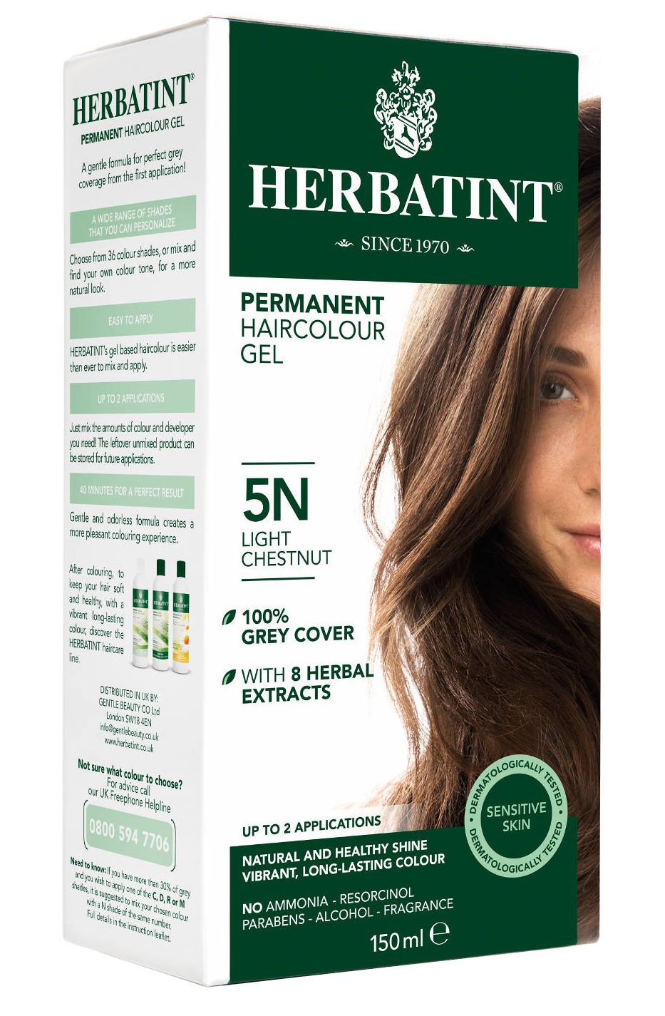 Herbatint - permanentní barva na vlasy světlý kaštan 5N
