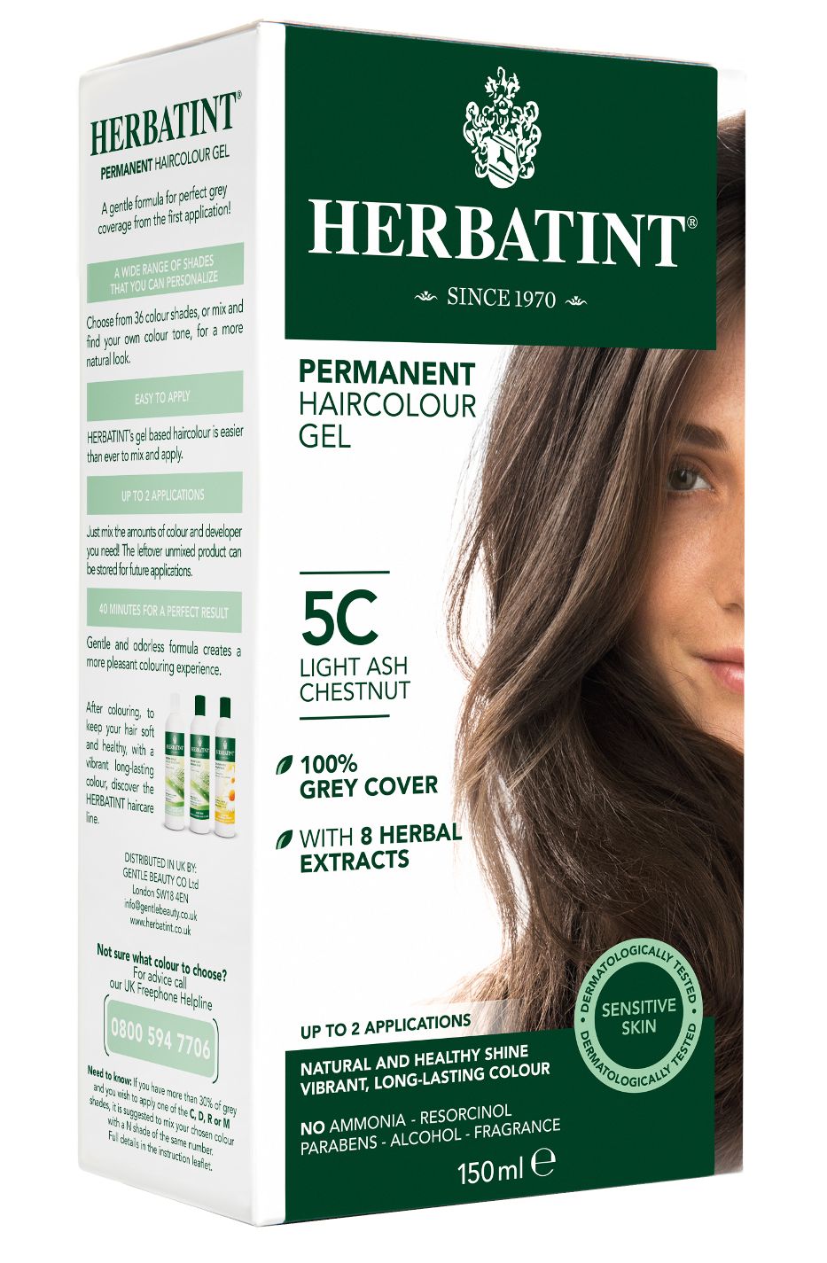 Herbatint - permanentní barva na vlasy světlý popelavý kaštan 5C