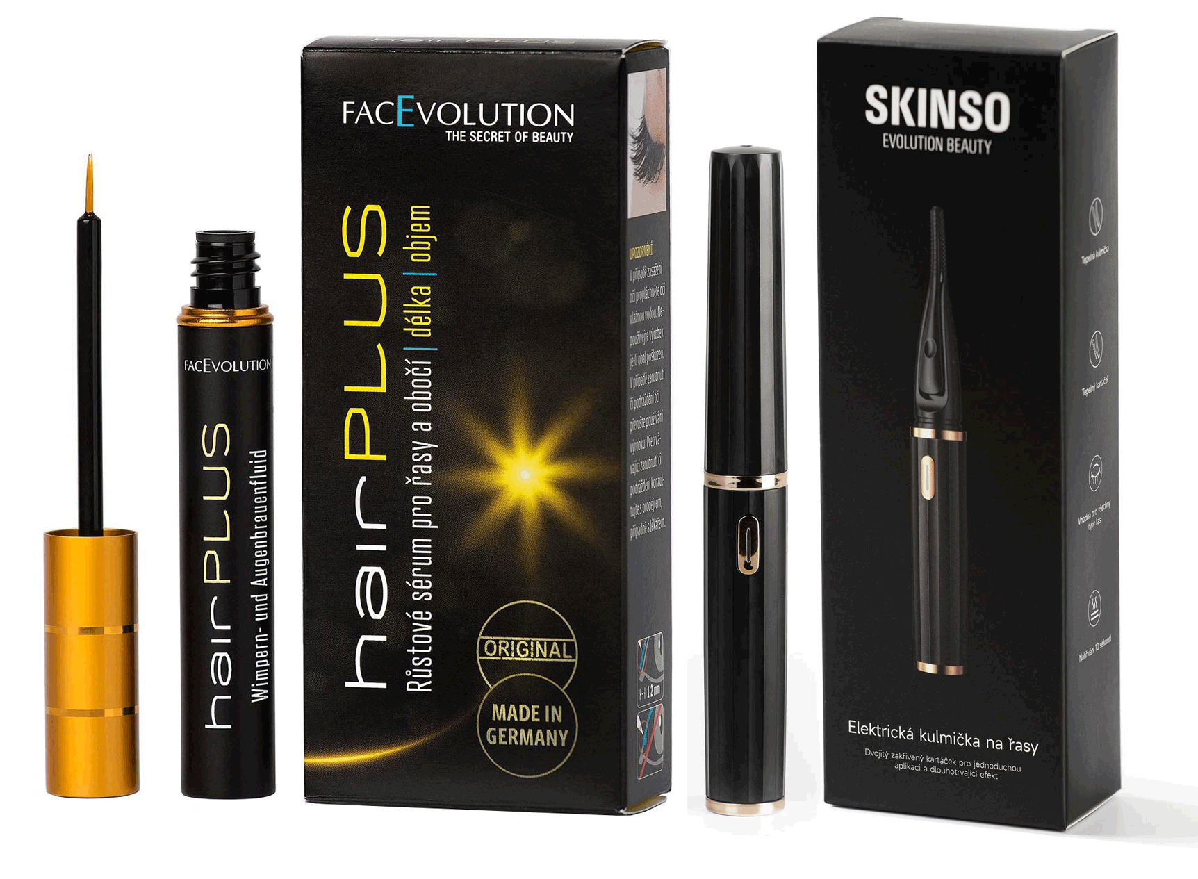 Hairplus růstové sérum pro řasy a obočí 4,5 ml + elektrická kulmička na řasy dárková sada