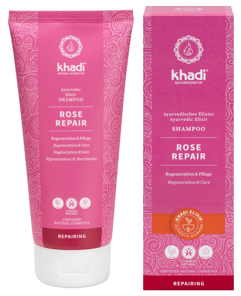 Khadi Elixir Shampoo Rose Repair - přírodní šampon pro poškozené vlasy 200 ml