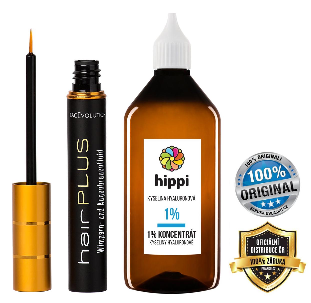 Hairplus růstové sérum pro řasy a obočí 4,5ml + Hippi 1% Kyselina Hyaluronová 50ml dárková sada