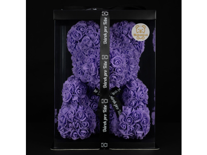 Medvídárek BIG Classic medvídek z růží 40cm dárkově balený - fialový