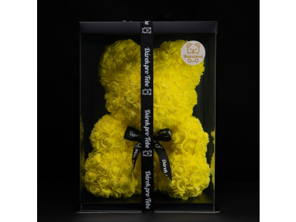 Medvídárek BIG Classic medvídek z růží 40cm dárkově balený - žlutý