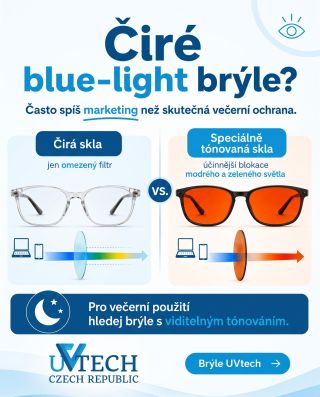 👓Čiré brýle proti modrému světlu? Často spíš marketing než skutečná večerní ochrana. Na první pohled vypadají jako ideální...