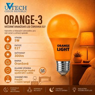 Večerní světlo by mělo být jiné než to denní. 🌙 Oranžová LED žárovka UVtech ORANGE-3 pomáhá vytvořit doma klidnější...