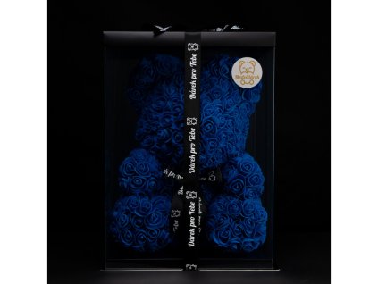 Medvídárek BIG Classic medvídek z růží 40cm dárkově balený - modrý