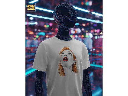 black mannequin with tshirt mockup in futuristic world 0381