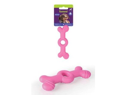 Hračka pes Aroma Kost malá, růžová 14cm