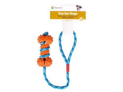 Hračka pes Kost ježatá na šnůře 45cm