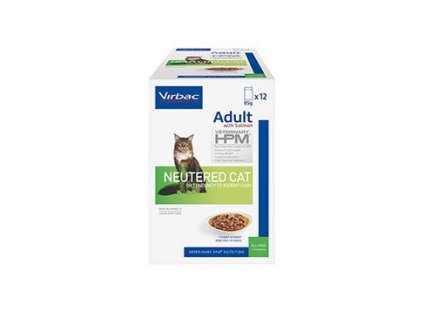 VET HPM Cat Adult Neutered Salm.chunks in gravy 12x85g