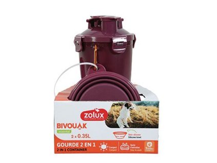 Lahev 2v1+ 2 misky BIVOUAK 2x350ml červená Zolux