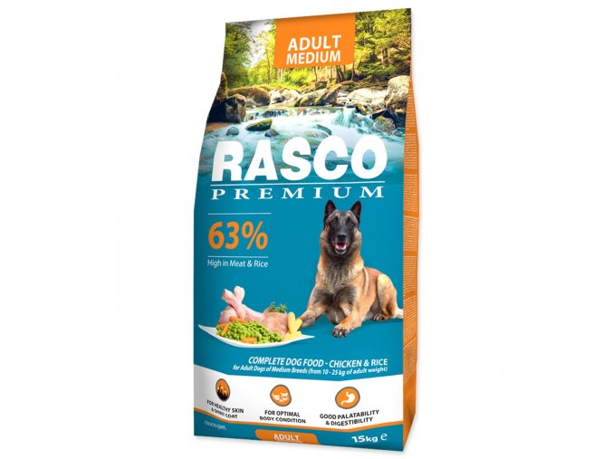 Krmivo Rasco Premium Adult Medium kuře s rýží 15kg