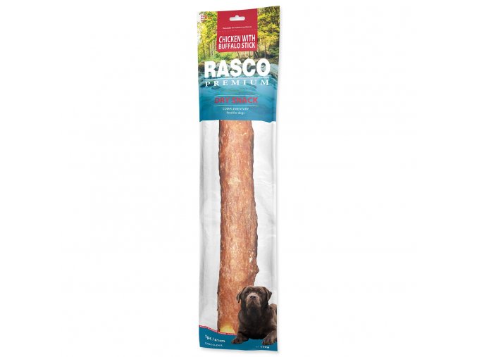 Pochoutka Rasco Premium buvolí kůže obalená kuřecím, tyčinky 41cm 170g