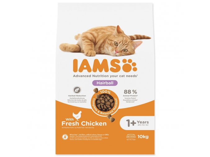 Krmivo IAMS Cat Adult/Senior Hairball Chicken 10kg
