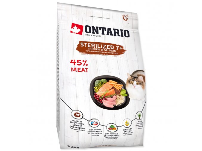 Krmivo Ontario Cat Sterilised 7+ Senior 2kg