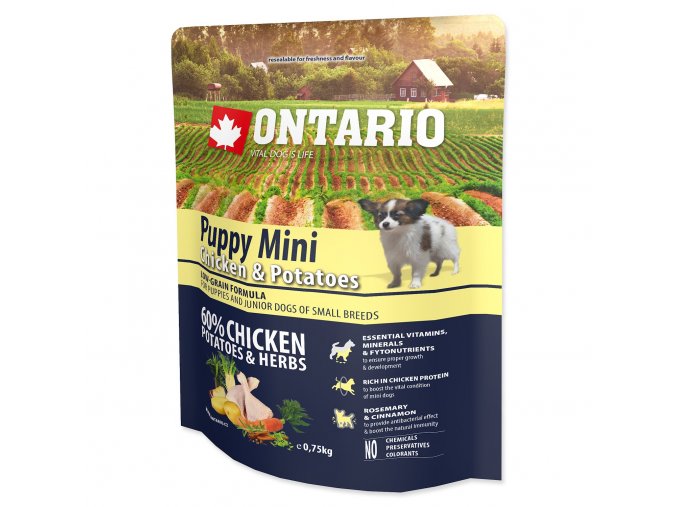 Krmivo Ontario Puppy Mini Chicken & Potatoes 0,75kg