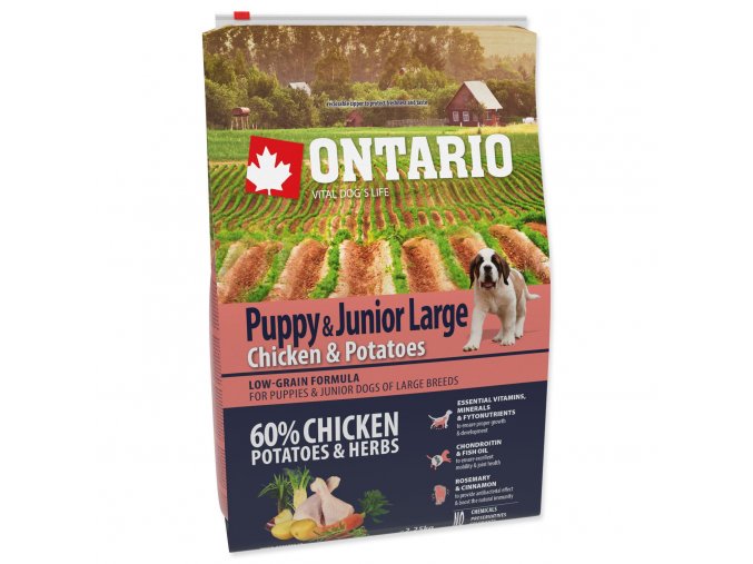 Krmivo Ontario Puppy & Junior Large Chicken & Potatoes 2,25kg