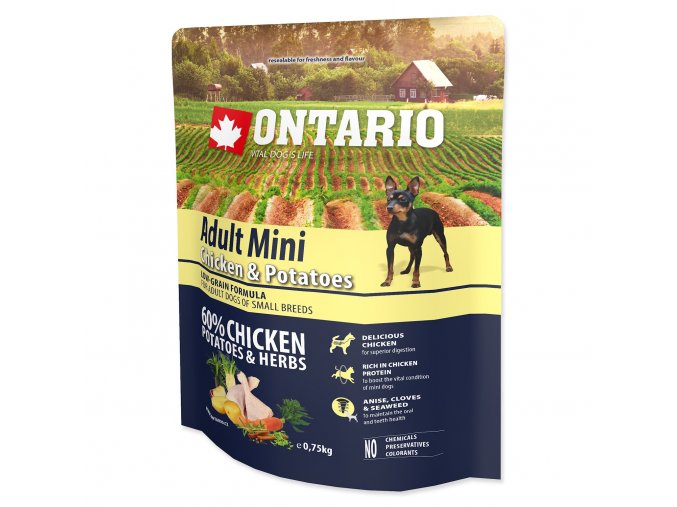 Krmivo Ontario Adult Mini Chicken & Potatoes 0,75kg