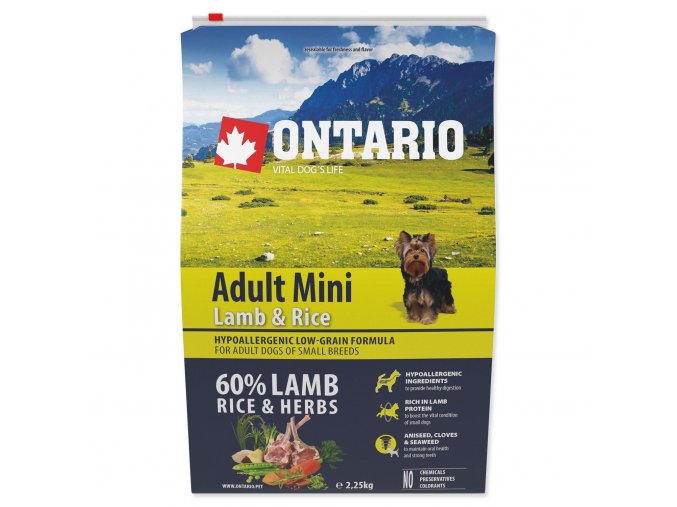 Krmivo Ontario Adult Mini Lamb & Rice 2,25kg