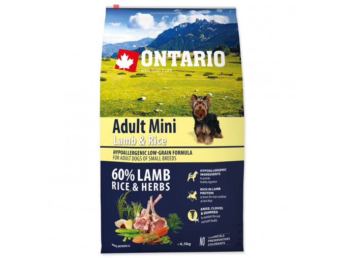 Krmivo Ontario Adult Mini Lamb & Rice 6,5kg
