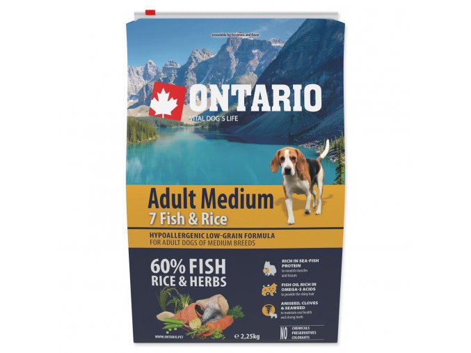 Krmivo Ontario Adult Medium Fish & Rice 2,25kg