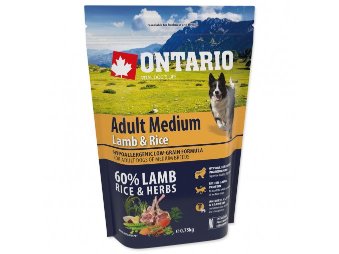 Krmivo Ontario Adult Medium Lamb & Rice 0,75kg
