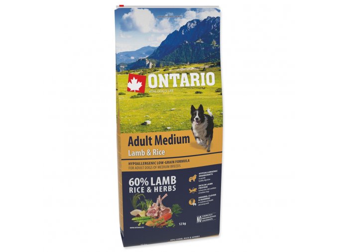 Krmivo Ontario Adult Medium Lamb & Rice 12kg