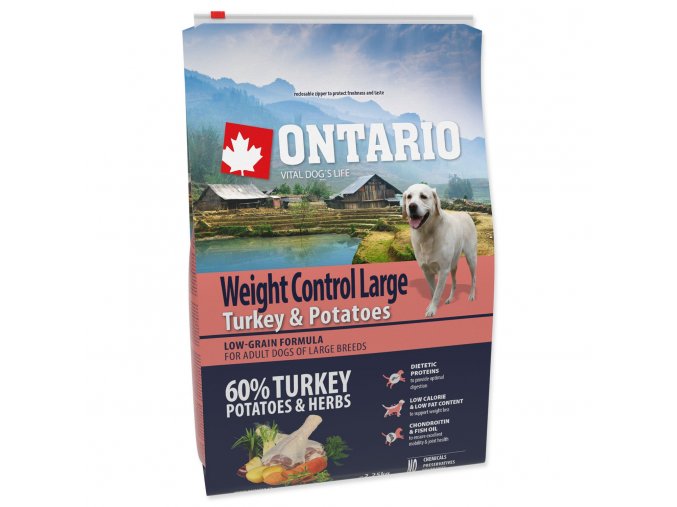 Krmivo Ontario Large Weight Control Turkey & Potatoes 2,25kg