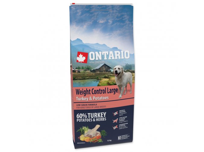 Krmivo Ontario Large Weight Control Turkey & Potatoes 12kg