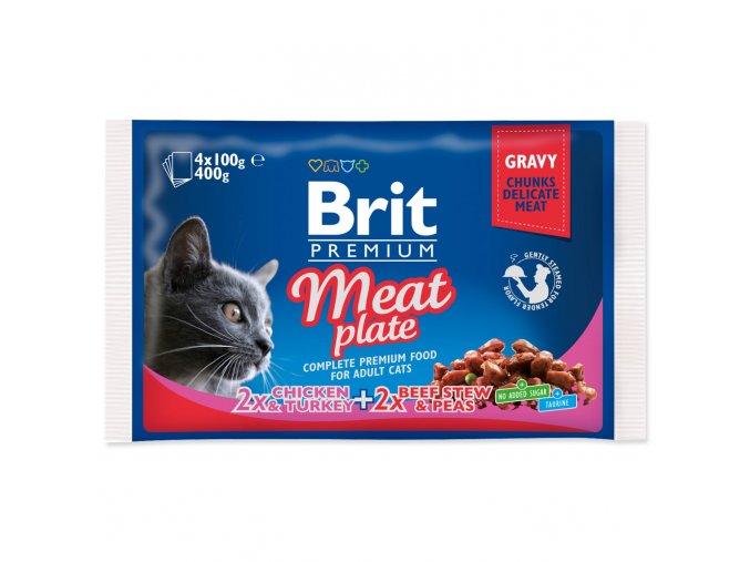 Kapsička Brit Premium Cat Meat plate mix v omáčce Multi 400g (4x100g)