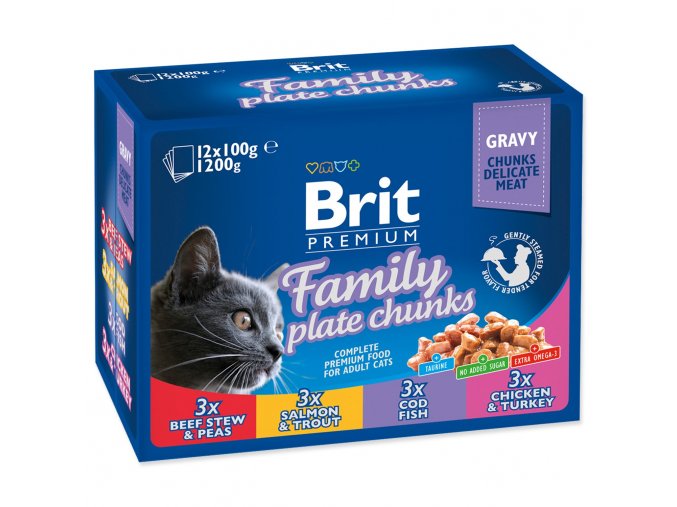 Kapsička Brit Premium Cat Family Plate v omáčce Multi 1200g (12x100g)