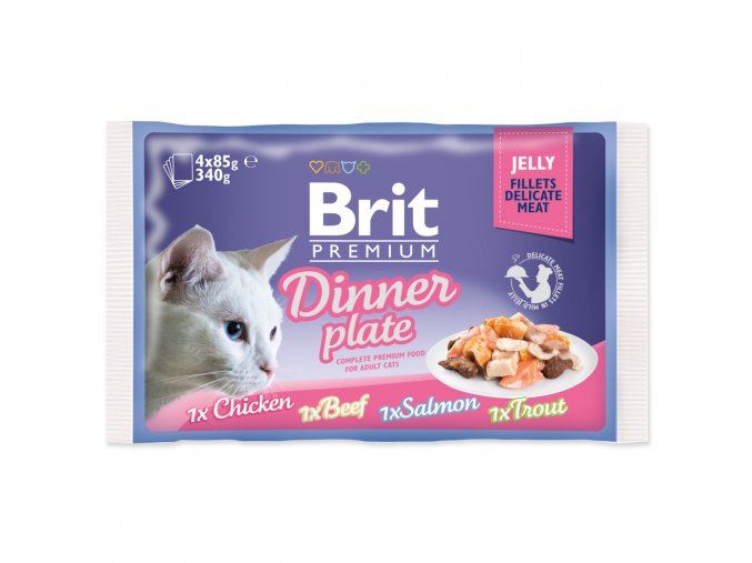 Kapsička Brit Premium Cat Delicate Dinner Plate, filety v želé Multi 340g (4x85g)