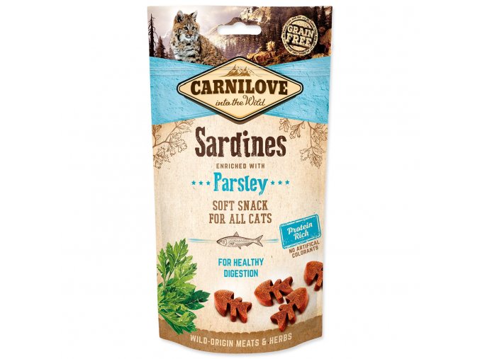 Pochoutka Carnilove Cat Soft Snack sardinky s petželí 50g