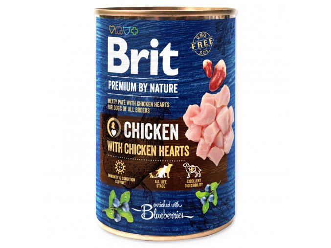 Konzerva Brit Premium by Nature kuře a srdce 400g