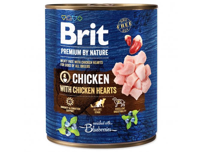 Konzerva Brit Premium by Nature kuře a srdce 800g